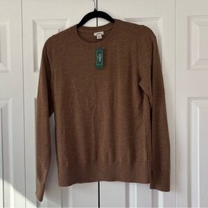 NWT L.L. Bean Women’s Merino Wool Crewneck Sweater in Brown